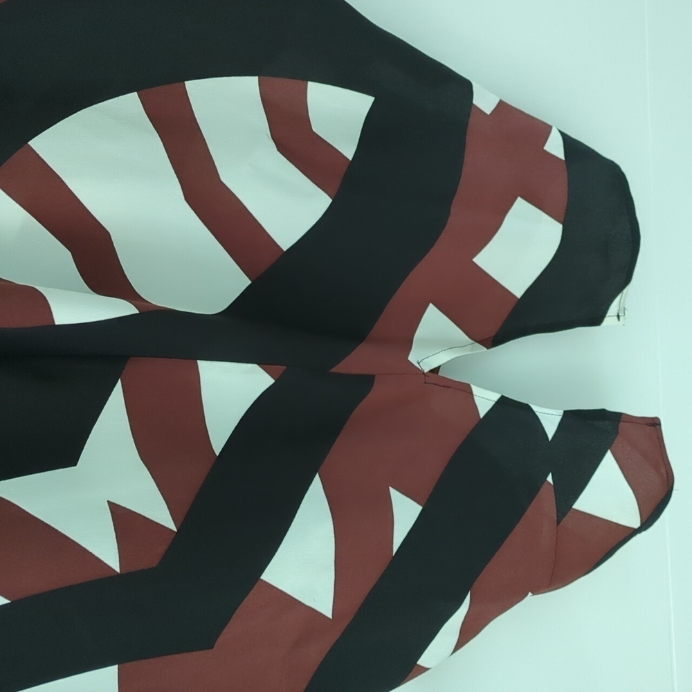 TRACY REESE Geometric Brown and Black SILK Dress - Picture 9 of 12